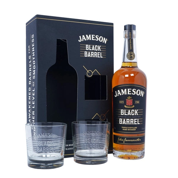 JAMESON BLACK BARREL 70CL WITH 2 GLASSES