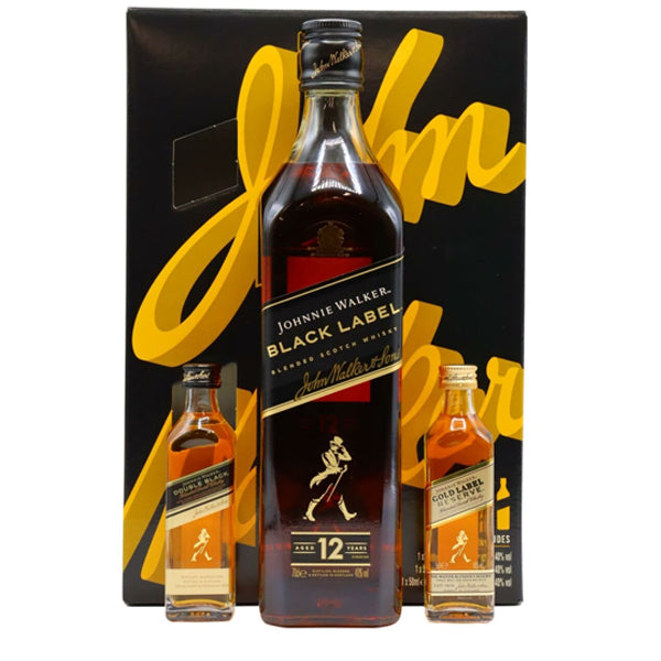 JOHNNIE WALKER BLACK LABEL 75CL GIFTPACK WITH 2×5CL