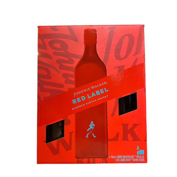 JW RED LABEL 75CL + 2 BRANDED ORIGINAL HIGHBALL GLASSES
