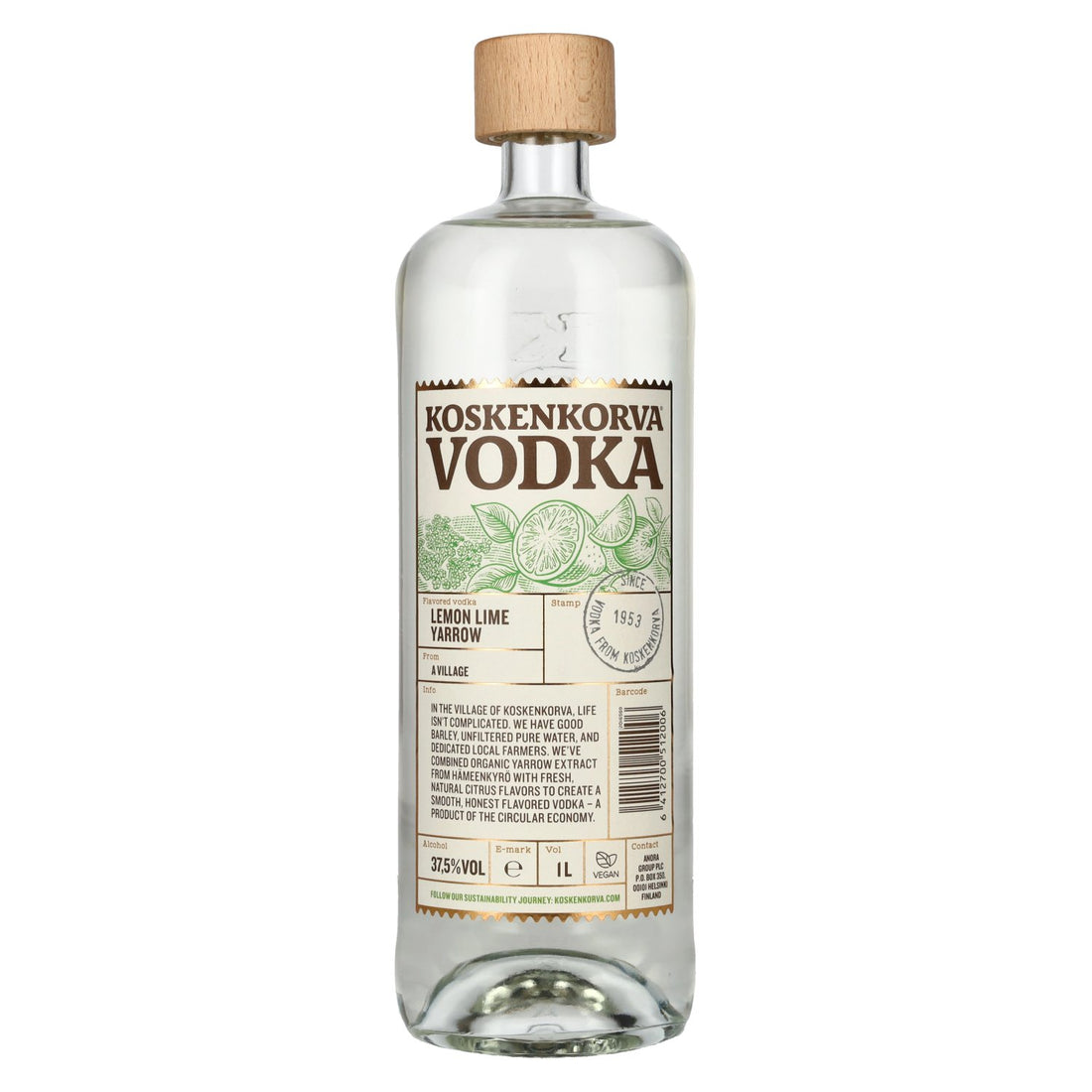 KOSKENKORVA LEMON LIME VODKA 1L-FINLAND