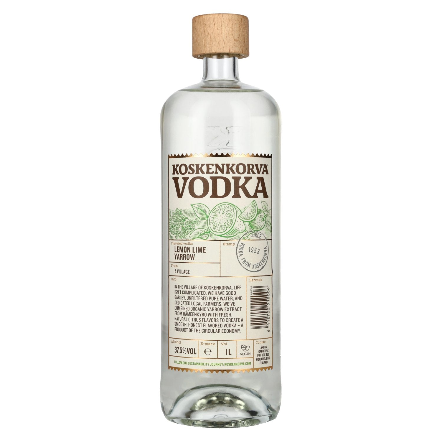 KOSKENKORVA LIMON LIME VODKA 1L-FINLAND