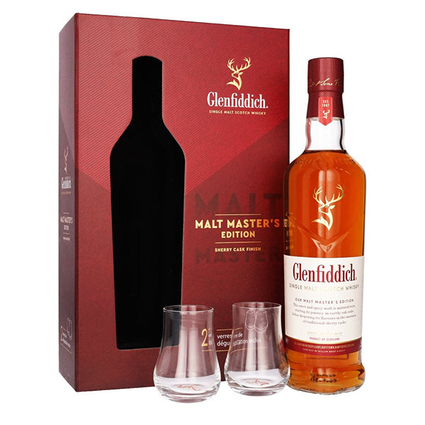 GLENFIDDICH SINGLE MALT MASTER EDITION (2 GLASSES GIFT PACK) 70CL گـلين فيديك ماستر سنگـل مالت ويسكي مع كلاسات 700مل