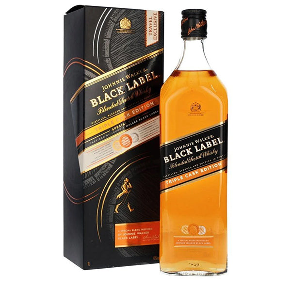 JOHNNIE WALKER BLACK LABEL TRIPLE CASK EDITION TRAVEL EXCLUSIVE 1L جوني ووكر بلاك ليبل تريبل كاسك