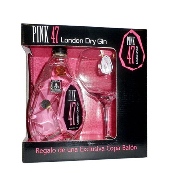 PINK 47 LONDON DRY GIN 70CL WITH GLASS UK